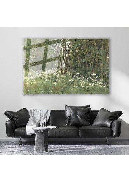 Cam Yatay Duvar Tablosu Cam Yesil Doga Manzarasi Ev Ofis Salon Modern Duvar Tablosu