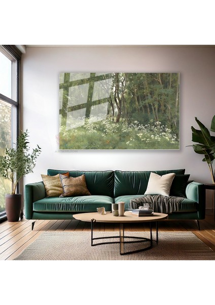 Cam Yatay Duvar Tablosu Cam Yesil Doga Manzarasi Ev Ofis Salon Modern Duvar Tablosu modelleri