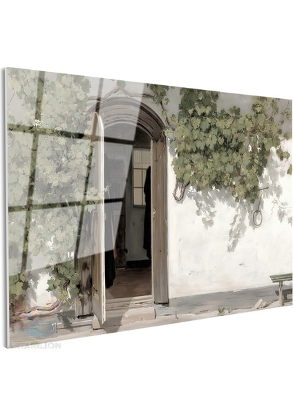 Cam Yatay Duvar Tablosu Cam Koy Evi Ev Ofis Salon Modern Duvar Tablosu