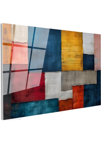 Cam Yatay Duvar Tablosu Cam Renk Kareleri2 Ev Ofis Salon Modern Duvar Tablosu fiyatları