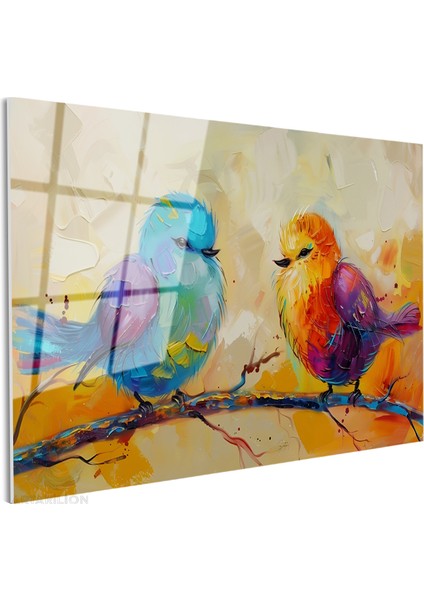 Cam Yatay Duvar Tablosu Cam Renkli Kuslar Ev Ofis Salon Modern Duvar Tablosu fiyatları