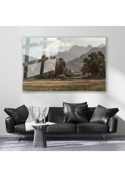 Cam Yatay Duvar Tablosu Cam Vintage Kirsal Manzarasi5 Ev Ofis Salon Modern Duvar Tablosu