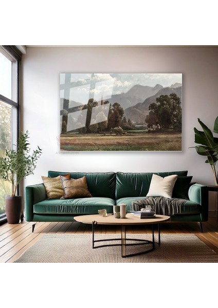 Cam Yatay Duvar Tablosu Cam Vintage Kirsal Manzarasi5 Ev Ofis Salon Modern Duvar Tablosu modelleri