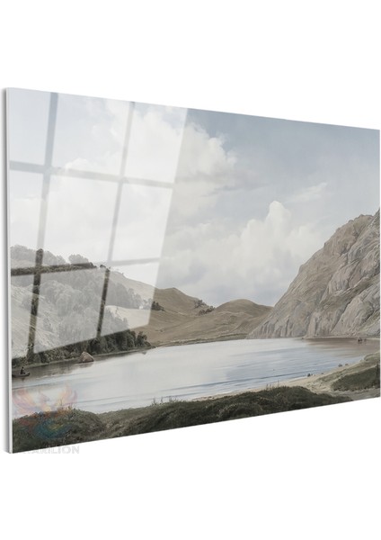 Cam Yatay Duvar Tablosu Cam Vintage Dag Gol Manzarasi3 Ev Ofis Salon Modern Duvar Tablosu fiyatları