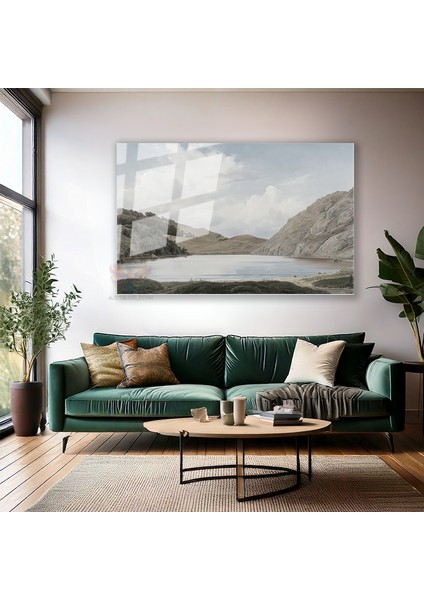 Cam Yatay Duvar Tablosu Cam Vintage Dag Gol Manzarasi3 Ev Ofis Salon Modern Duvar Tablosu modelleri