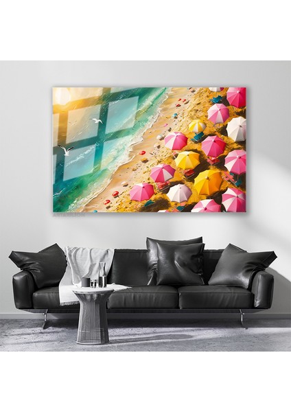 Cam Yatay Duvar Tablosu Cam Plaj Manzarasi Ev Ofis Salon Modern Duvar Tablosu