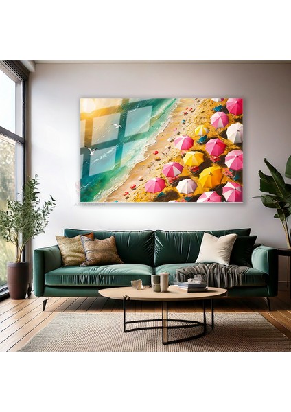 Cam Yatay Duvar Tablosu Cam Plaj Manzarasi Ev Ofis Salon Modern Duvar Tablosu modelleri