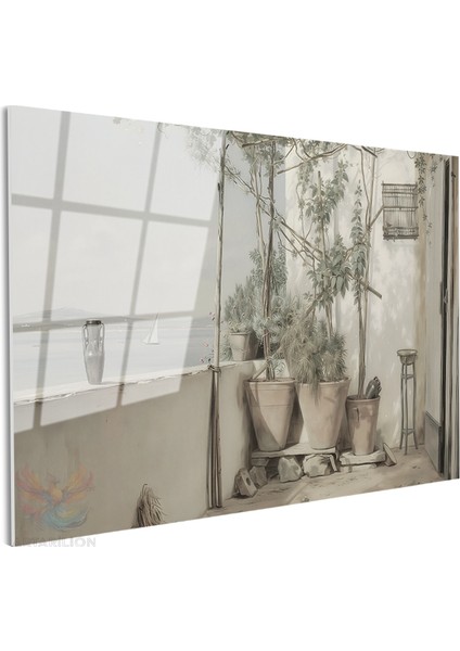 Cam Yatay Duvar Tablosu Cam Vintage Balkon Manzarasi Ev Ofis Salon Modern Duvar Tablosu fiyatları