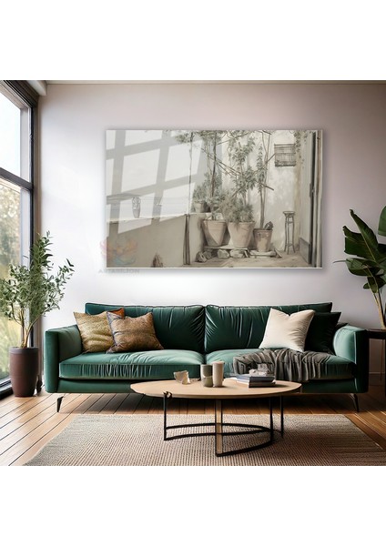 Cam Yatay Duvar Tablosu Cam Vintage Balkon Manzarasi Ev Ofis Salon Modern Duvar Tablosu modelleri