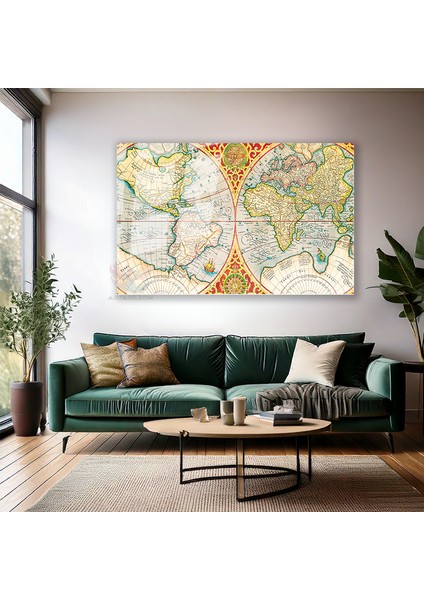 Cam Yatay Duvar Tablosu Cam Yeni Dünya Haritasi2 Ev Ofis Salon Modern Duvar Tablosu modelleri