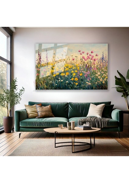 Cam Yatay Duvar Tablosu Cam Cicek BAHCESI22 Ev Ofis Salon Modern Duvar Tablosu modelleri