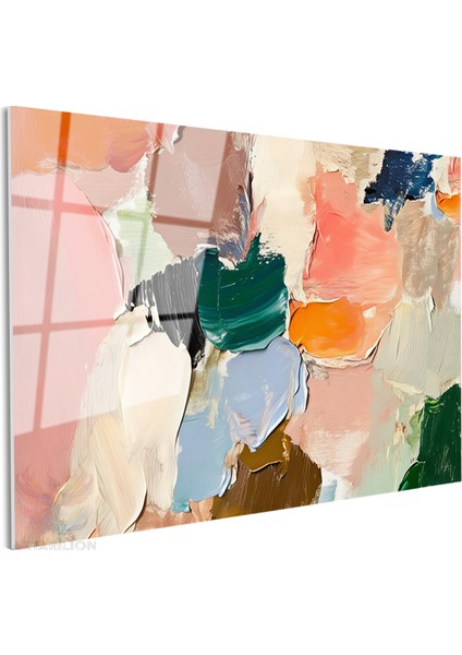 Cam Yatay Duvar Tablosu Cam Renkli Firca Darbeleri5 Ev Ofis Salon Modern Duvar Tablosu fiyatları