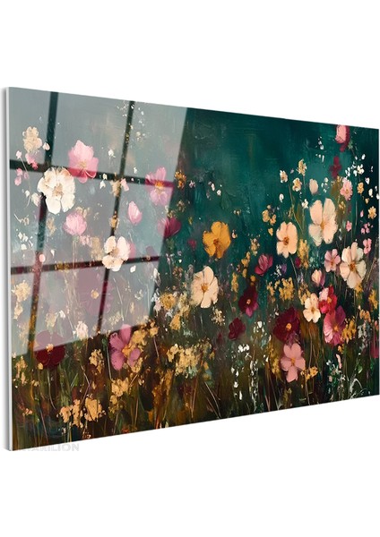 Cam Yatay Duvar Tablosu Cam Cicek BAHCESI44 Ev Ofis Salon Modern Duvar Tablosu fiyatları