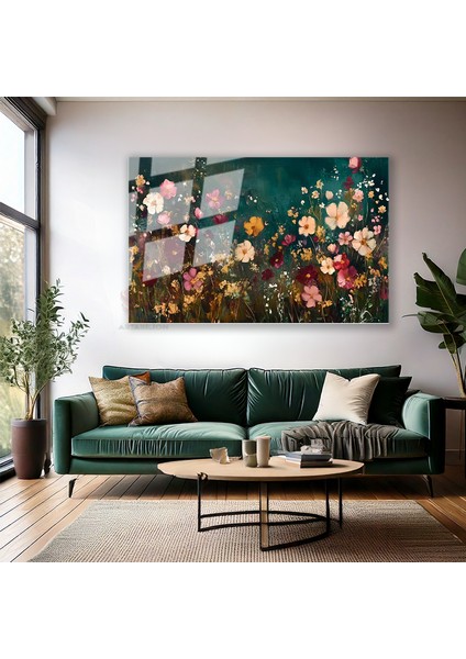 Cam Yatay Duvar Tablosu Cam Cicek BAHCESI44 Ev Ofis Salon Modern Duvar Tablosu modelleri