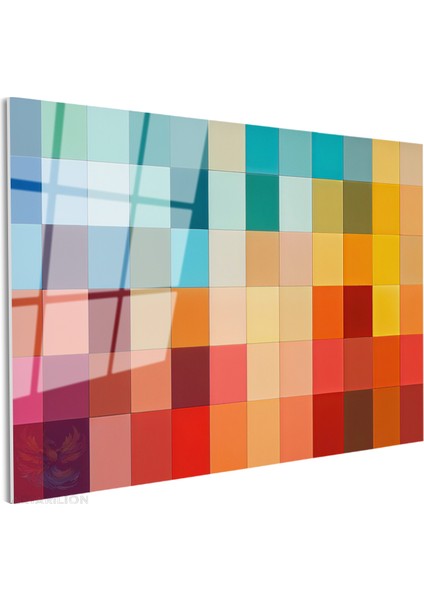 Cam Yatay Duvar Tablosu Cam Renk Kareleri Ev Ofis Salon Modern Duvar Tablosu fiyatları