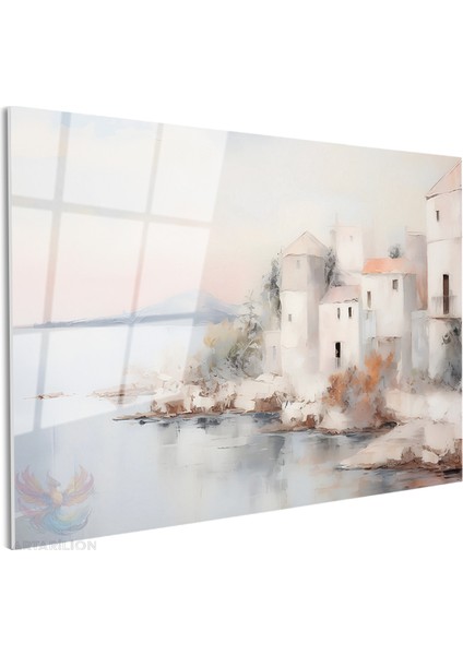 Cam Yatay Duvar Tablosu Cam Soyut Sahil Kasabasi Ev Ofis Salon Modern Duvar Tablosu fiyatları
