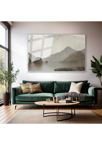 Cam Yatay Duvar Tablosu Cam Vintage Dag Gol Manzarasi2 Ev Ofis Salon Modern Duvar Tablosu modelleri