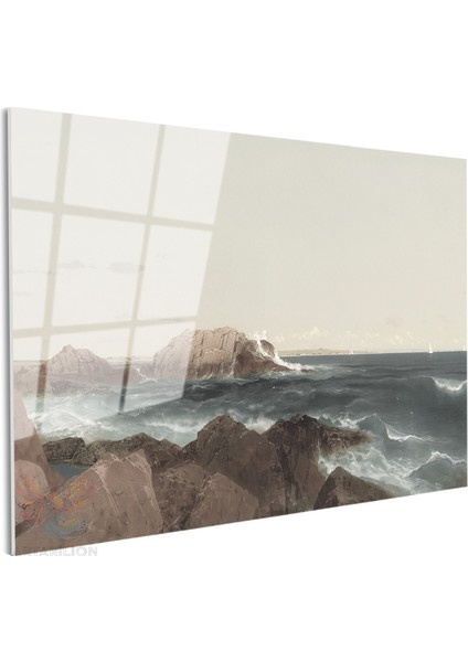 Cam Yatay Duvar Tablosu Cam Kayalıklarve Deniz Ev Ofis Salon Modern Duvar Tablosu fiyatları