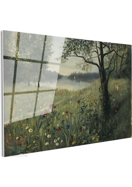 Cam Yatay Duvar Tablosu Cam Yesil Doga Manzarasi3 Ev Ofis Salon Modern Duvar Tablosu fiyatları