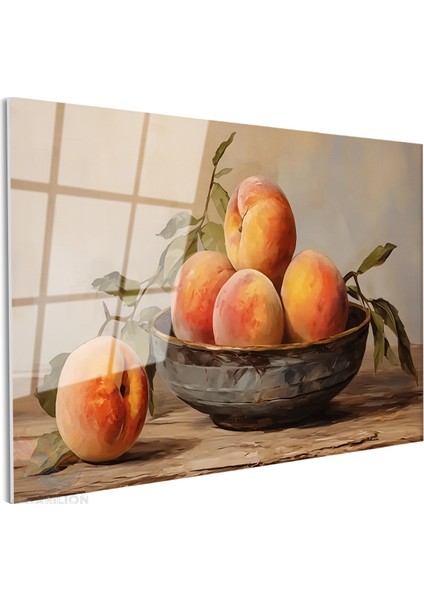 Cam Yatay Duvar Tablosu Cam Naturmort Seftaliler Ev Ofis Salon Modern Duvar Tablosu fiyatları