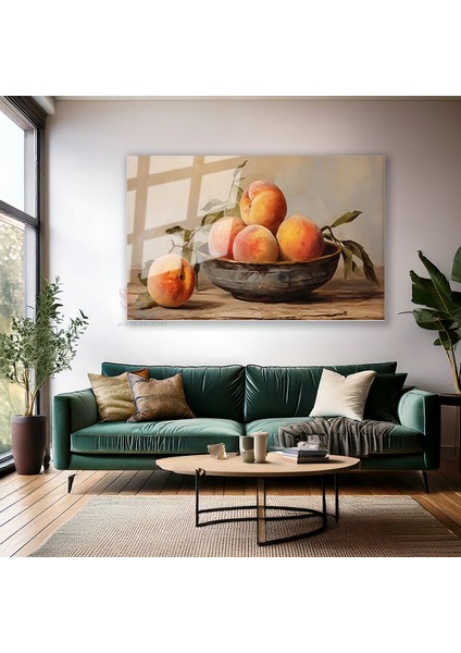 Cam Yatay Duvar Tablosu Cam Naturmort Seftaliler Ev Ofis Salon Modern Duvar Tablosu modelleri