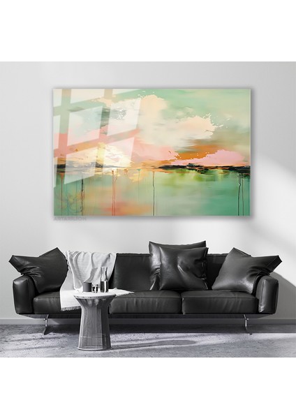 Cam Yatay Duvar Tablosu Cam Soyut Gun Batimi Ev Ofis Salon Modern Duvar Tablosu