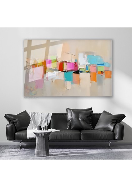 Cam Yatay Duvar Tablosu Cam Soyut Renk Sanati5 Ev Ofis Salon Modern Duvar Tablosu