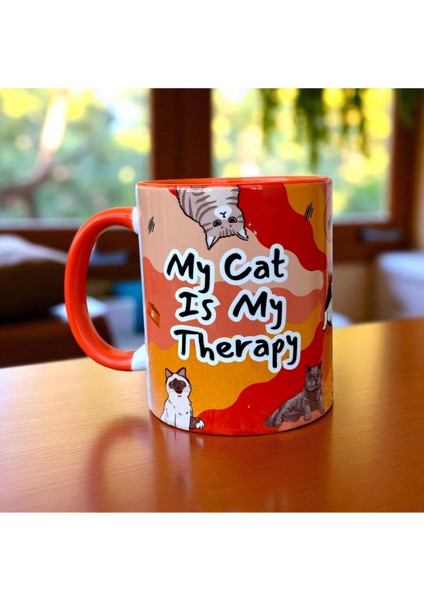 My Cat Is My Therapy Tasarım Kupa