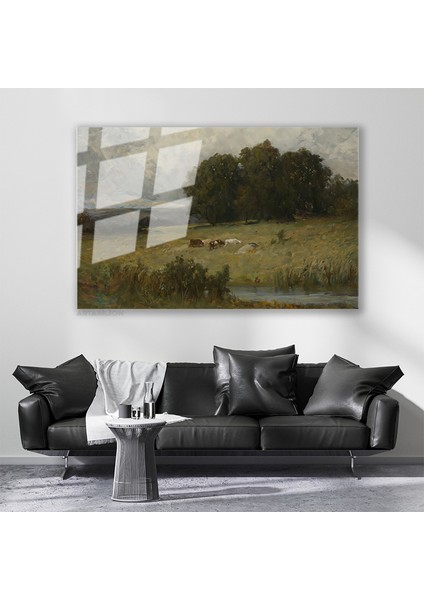 Cam Yatay Duvar Tablosu Cam Yesil Doga M Anzarasi5 Ev Ofis Salon Modern Duvar Tablosu