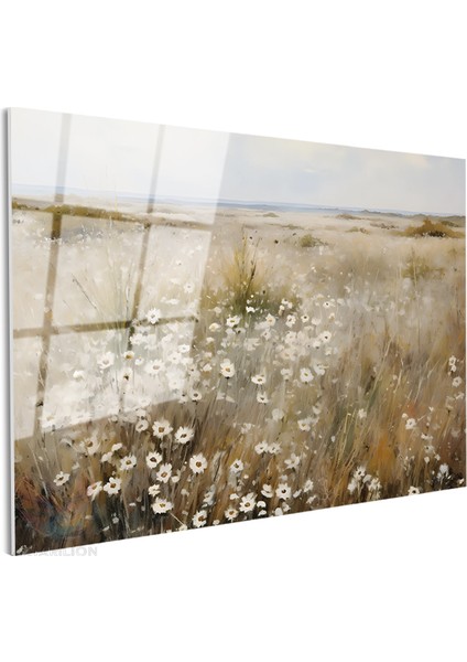 Cam Yatay Duvar Tablosu Cam Vintage Papatyalar Ev Ofis Salon Modern Duvar Tablosu fiyatları