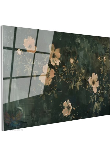Cam Yatay Duvar Tablosu Cam Cicek BAHCESI55 Ev Ofis Salon Modern Duvar Tablosu fiyatları