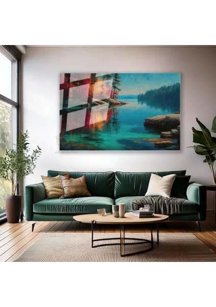 Cam Yatay Duvar Tablosu Cam Doga Manzarasi8 Ev Ofis Salon Modern Duvar Tablosu modelleri