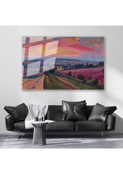 Cam Yatay Duvar Tablosu Cam Soyut Manzara4 Ev Ofis Salon Modern Duvar Tablosu