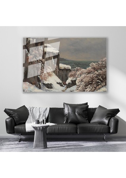 Cam Yatay Duvar Tablosu Cam Kis Manzarasi Ev Ofis Salon Modern Duvar Tablosu