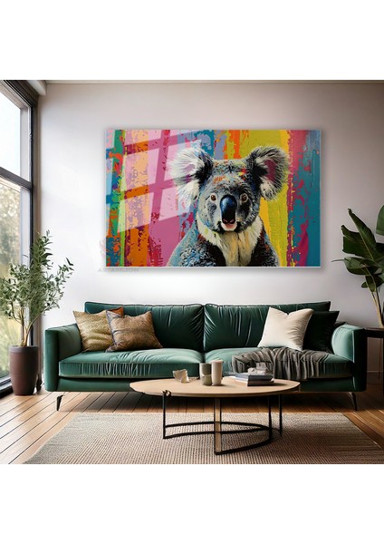 Cam Yatay Duvar Tablosu Cam Renkli Koala Ev Ofis Salon Modern Duvar Tablosu modelleri