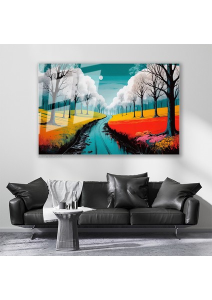 Cam Yatay Duvar Tablosu Cam Doganin Renkleri6 Ev Ofis Salon Modern Duvar Tablosu