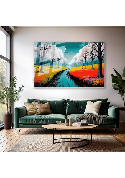 Cam Yatay Duvar Tablosu Cam Doganin Renkleri6 Ev Ofis Salon Modern Duvar Tablosu modelleri