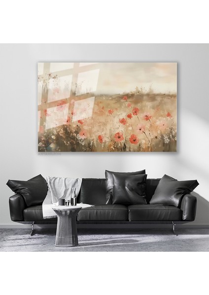 Cam Yatay Duvar Tablosu Cam Cicek BAHCESI77 Ev Ofis Salon Modern Duvar Tablosu