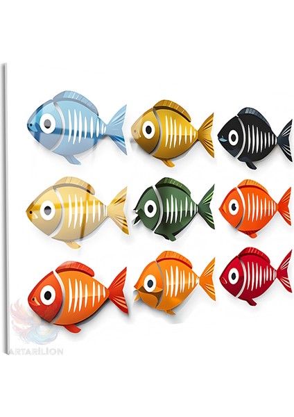 Cam Yatay Duvar Tablosu Cam Cok Renkli Baliklar Ev Ofis Salon Modern Duvar Tablosu fiyatları