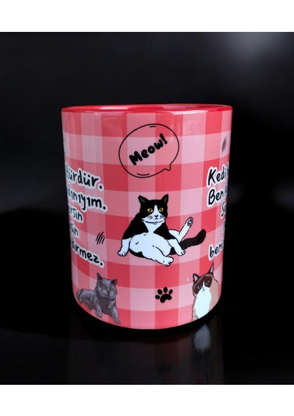 Ben Kedi Kadınıyım Tasarım Porselen Hediyelik Kupa Bardak-Cat Mom-Doğum Günü Hediyesi Ofis-Ev Kupası modelleri