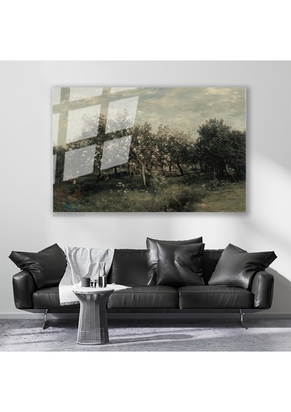 Cam Yatay Duvar Tablosu Cam Yesil Agaclar Ev Ofis Salon Modern Duvar Tablosu