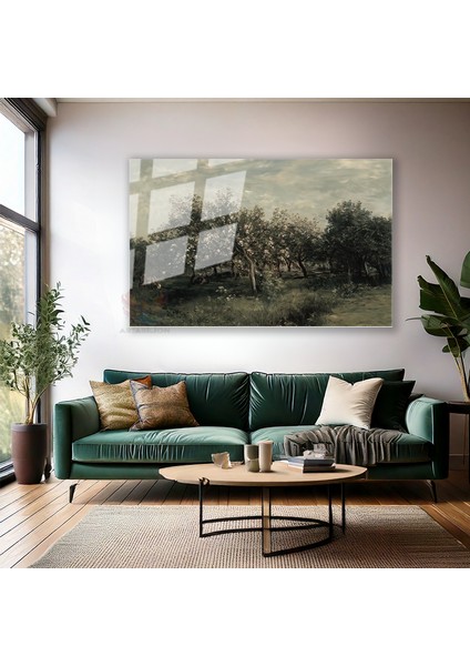 Cam Yatay Duvar Tablosu Cam Yesil Agaclar Ev Ofis Salon Modern Duvar Tablosu modelleri