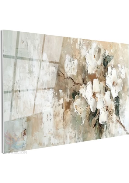 Cam Yatay Duvar Tablosu Cam Firca Darbeleri Cicekler3 Ev Ofis Salon Modern Duvar Tablosu fiyatları