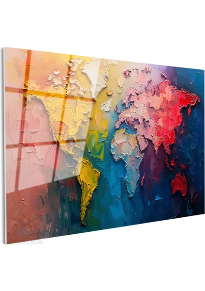 Cam Yatay Duvar Tablosu Cam Renkli Dunya Haritasi Ev Ofis Salon Modern Duvar Tablosu fiyatları