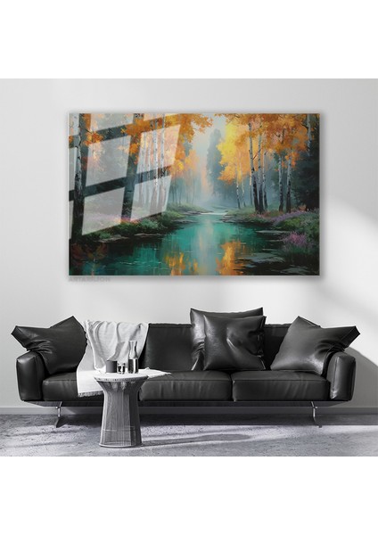 Cam Yatay Duvar Tablosu Cam Doga Manzarasi4 Ev Ofis Salon Modern Duvar Tablosu