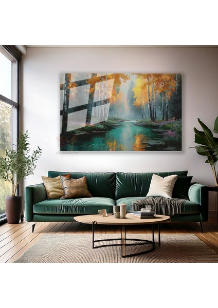 Cam Yatay Duvar Tablosu Cam Doga Manzarasi4 Ev Ofis Salon Modern Duvar Tablosu modelleri