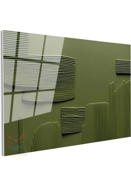 Cam Yatay Duvar Tablosu Cam Yesil Cizgiler Ev Ofis Salon Modern Duvar Tablosu fiyatları