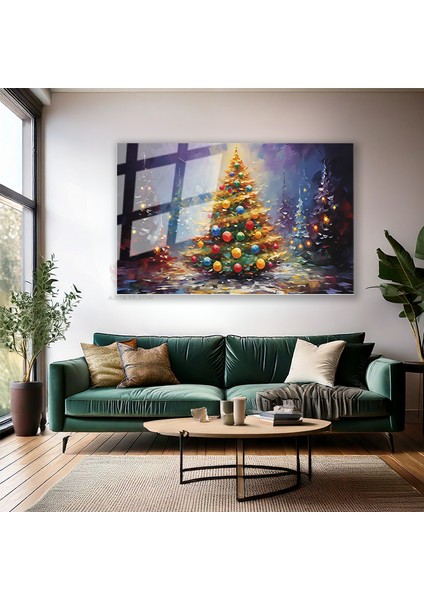 Cam Yatay Duvar Tablosu Cam Yilbasi Agaci Ev Ofis Salon Modern Duvar Tablosu modelleri