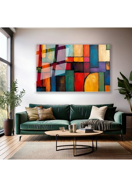 Cam Yatay Duvar Tablosu Cam Soyut Geometrik Sanat2 Ev Ofis Salon Modern Duvar Tablosu modelleri