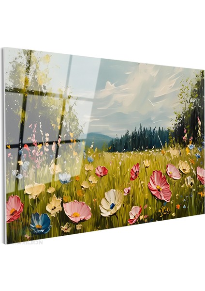 Cam Yatay Duvar Tablosu Cam Cicek BAHCESI66 Ev Ofis Salon Modern Duvar Tablosu fiyatları